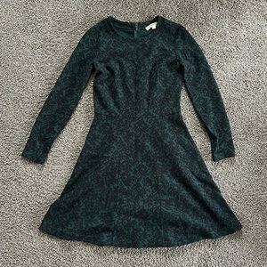 Loft green/black dress A line